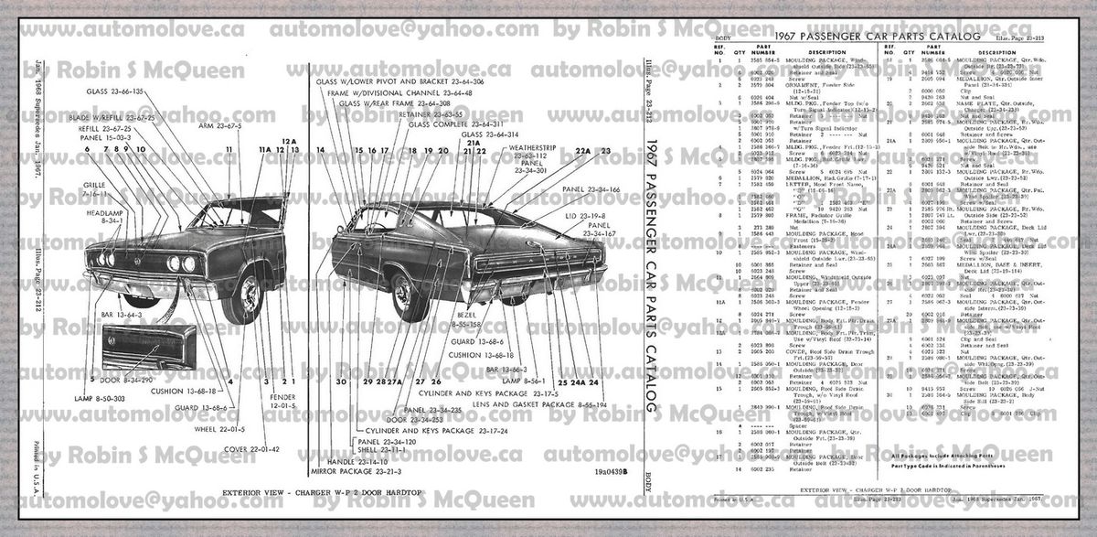 1967 Dodge Charger body parts diagram 30 x 60 vinyl banner